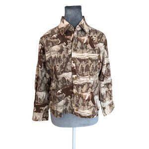 Field & Stream Bear Forest Print Button Up Shirt